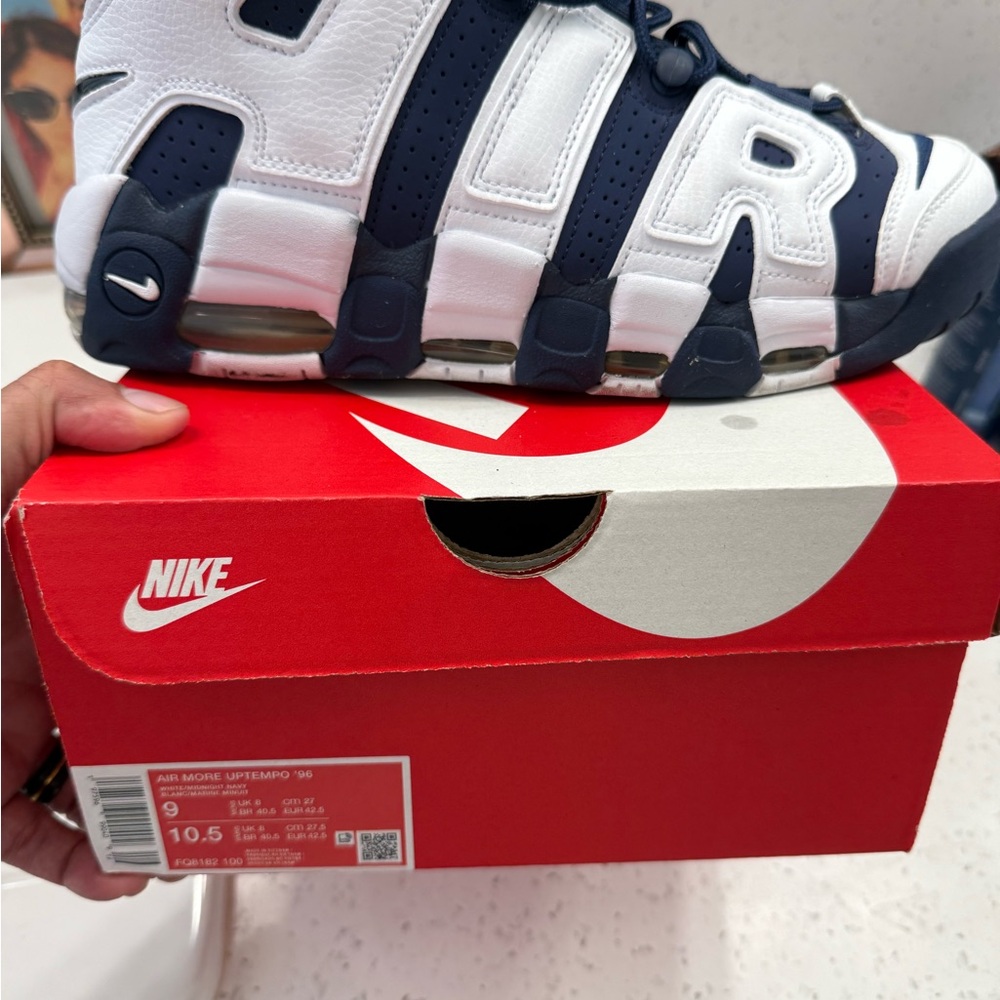 Nike Kids Air More Uptempo Sneakers - Navy and White